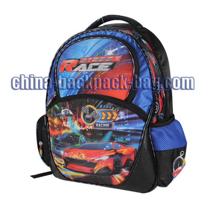 Street Race Car Print Kids Backpacks, ST-15SR01BP